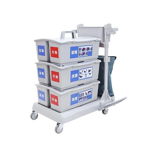 靈動型平推系統(tǒng)清潔車 配垃圾袋、3個含標(biāo)貼雙格桶 JD R323